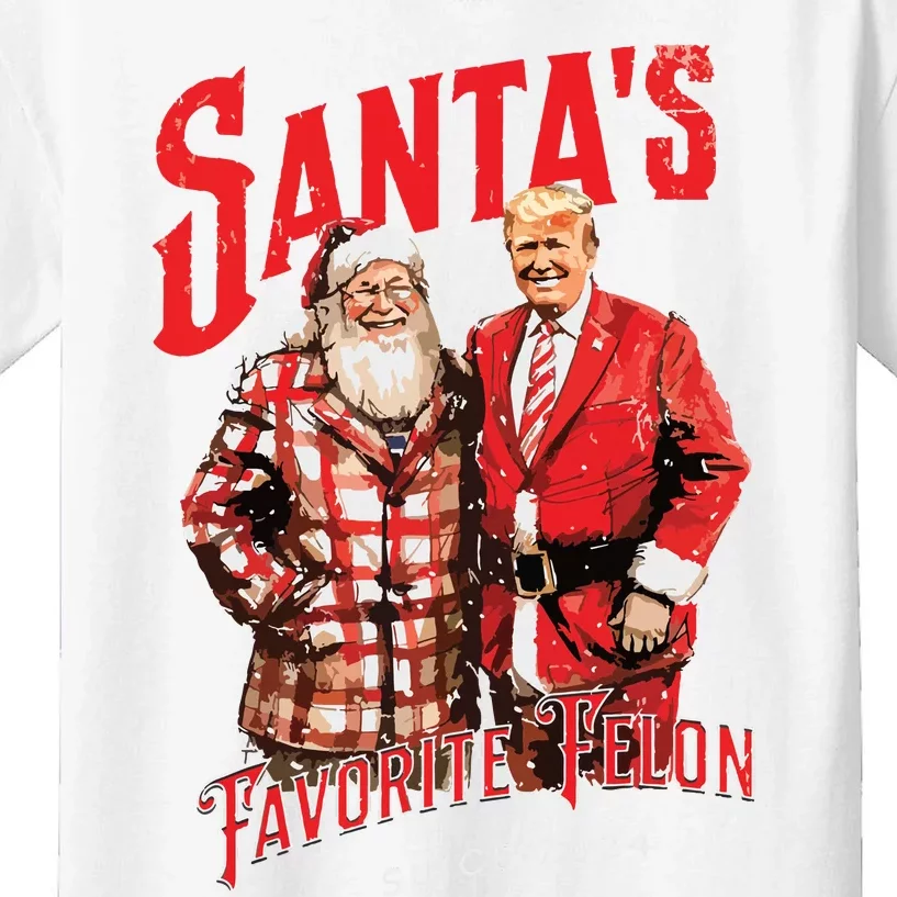 SantaS Favorite Felon Since 2024 Christmas Xmas Funny Trump Kids T-Shirt