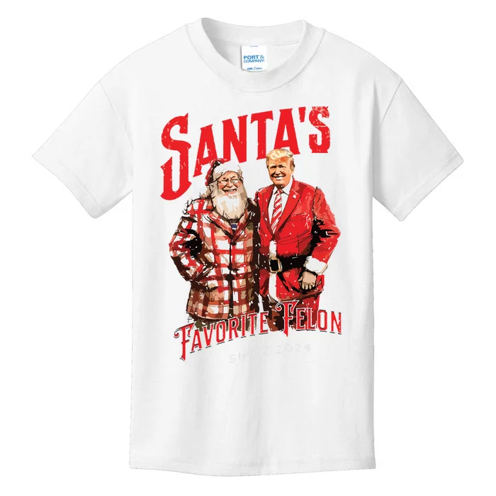 SantaS Favorite Felon Since 2024 Christmas Xmas Funny Trump Kids T-Shirt