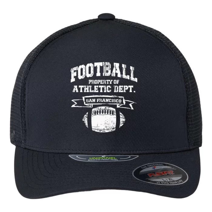 San Francisco Football Property Athletic Dept Retro Grunge Flexfit Unipanel Trucker Cap