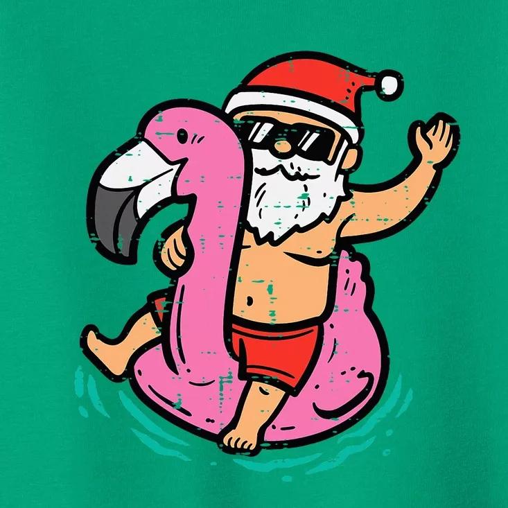 Santa Flamingo Floatie Funny Christmas In July Summer Xmas Toddler T-Shirt