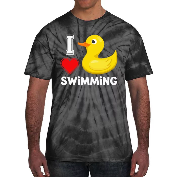 Swim For Funny I Love Swimming Duck Tie-Dye T-Shirt