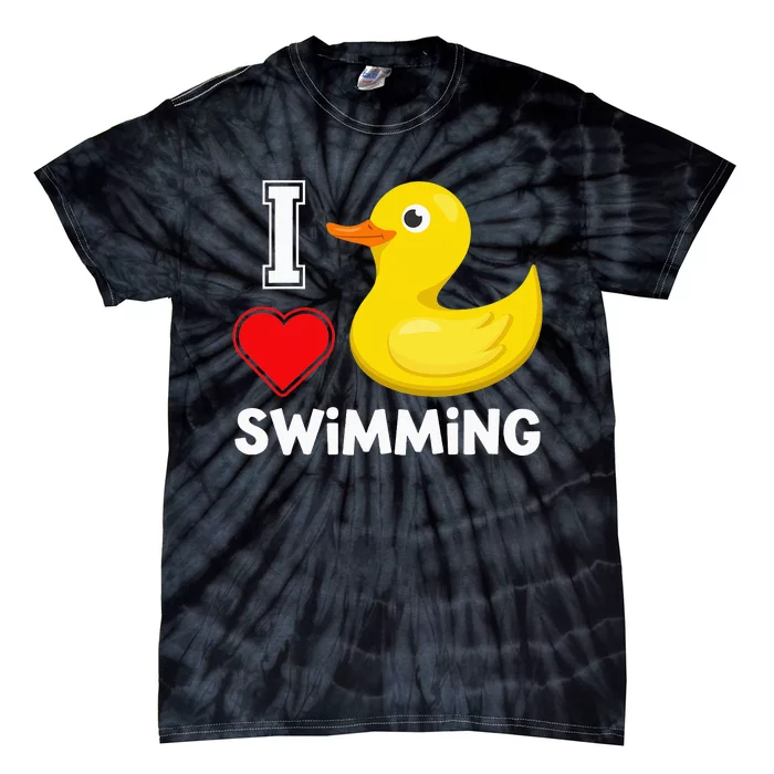 Swim For Funny I Love Swimming Duck Tie-Dye T-Shirt