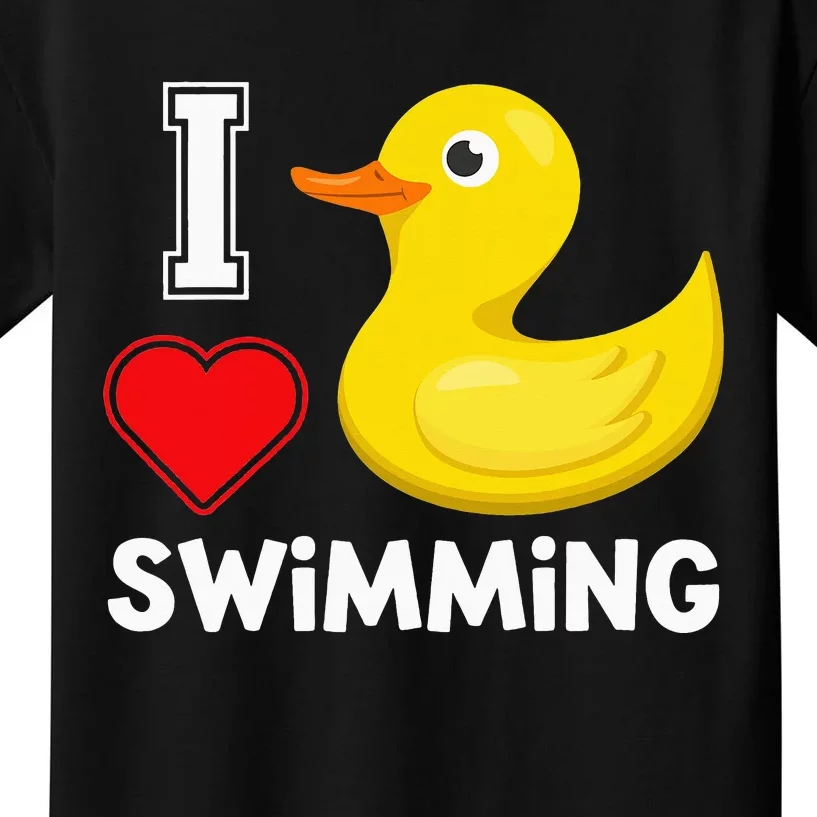 Swim For Funny I Love Swimming Duck Kids T-Shirt