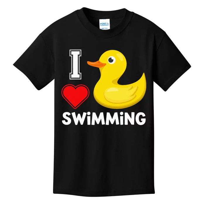 Swim For Funny I Love Swimming Duck Kids T-Shirt