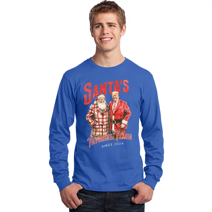 SantaS Favorite Felon Since 2024 Christmas Xmas Funny Trump Gift Long Sleeve Shirt