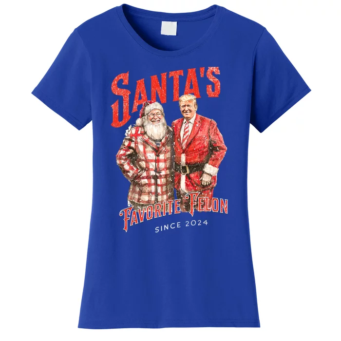 SantaS Favorite Felon Since 2024 Christmas Xmas Funny Trump Gift Women's T-Shirt