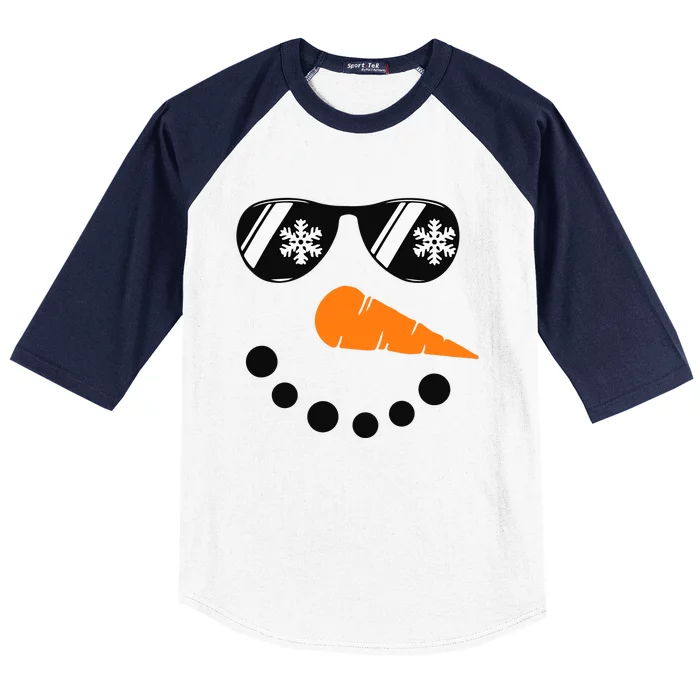 Snowman Face Family Christmas Matching Costume Baseball Sleeve Shirt