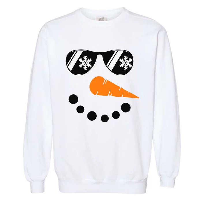 Snowman Face Family Christmas Matching Costume Garment-Dyed Sweatshirt