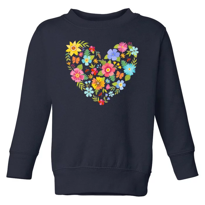 Springtime Flowers Floral Heart Toddler Sweatshirt