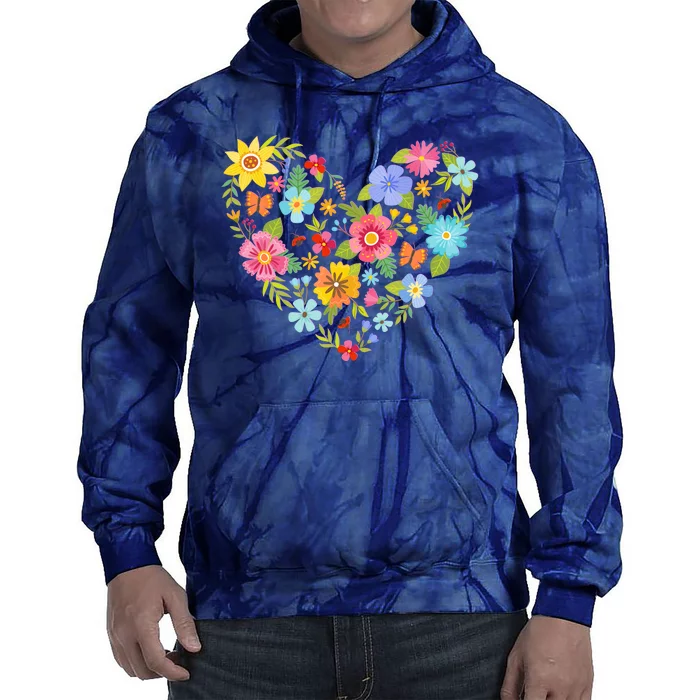 Springtime Flowers Floral Heart Tie Dye Hoodie