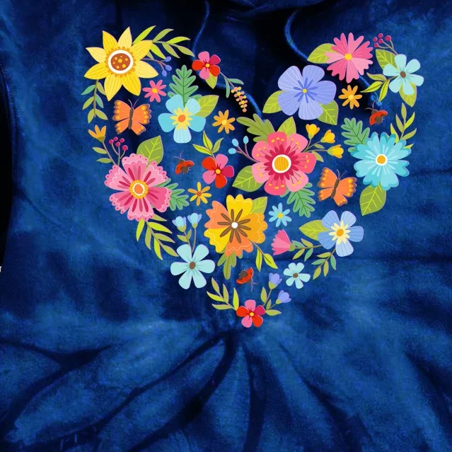 Springtime Flowers Floral Heart Tie Dye Hoodie