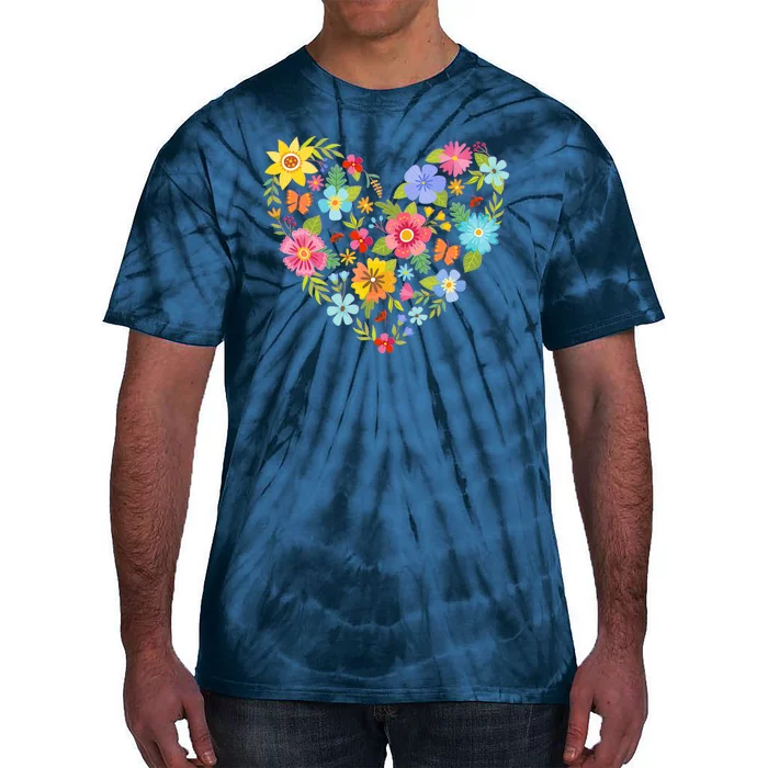 Springtime Flowers Floral Heart Tie-Dye T-Shirt