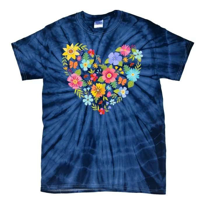 Springtime Flowers Floral Heart Tie-Dye T-Shirt