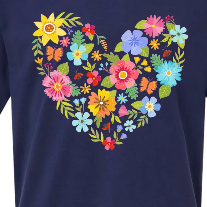 Springtime Flowers Floral Heart Sueded Cloud Jersey T-Shirt