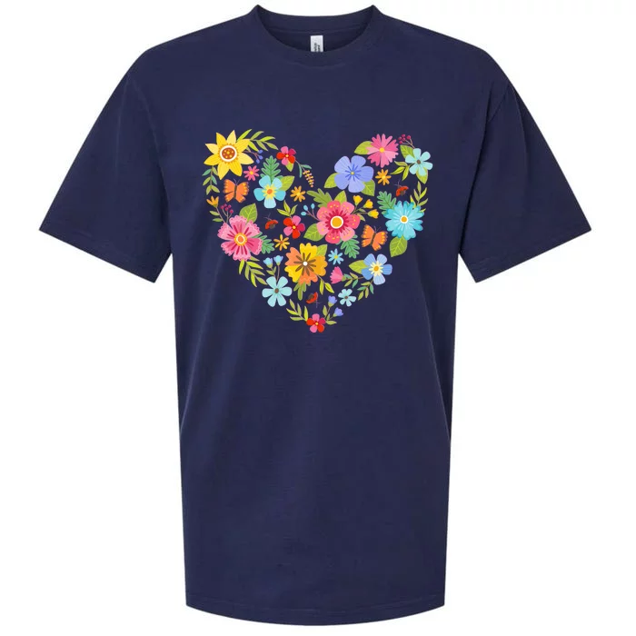 Springtime Flowers Floral Heart Sueded Cloud Jersey T-Shirt