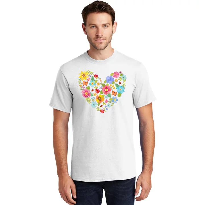 Springtime Flowers Floral Heart Tall T-Shirt