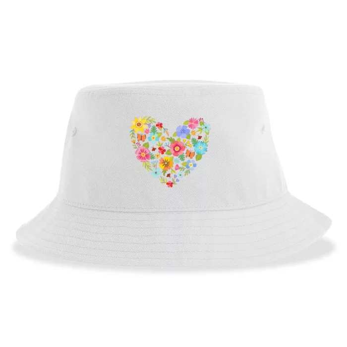 Springtime Flowers Floral Heart Sustainable Bucket Hat