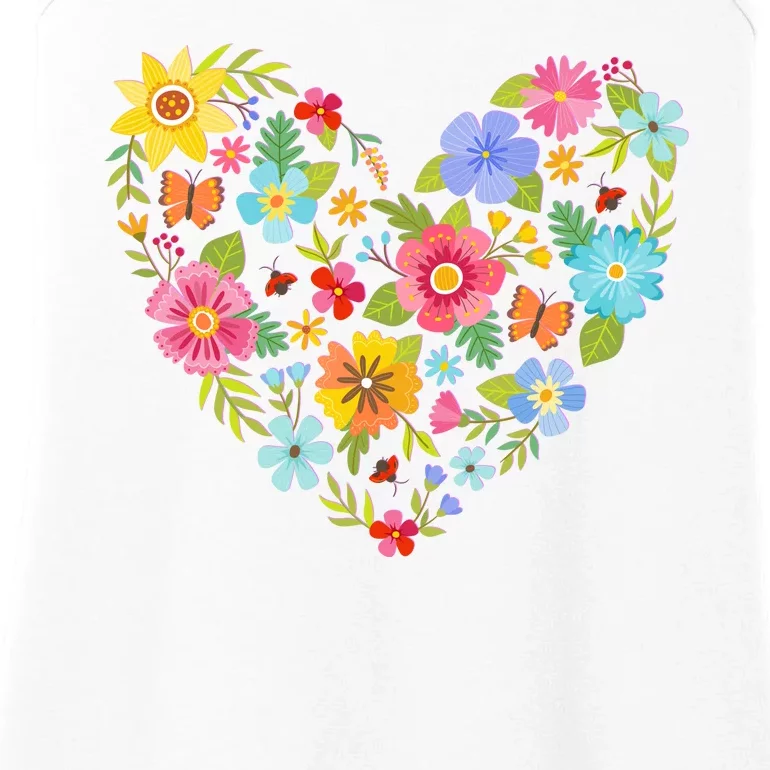 Springtime Flowers Floral Heart Ladies Essential Tank