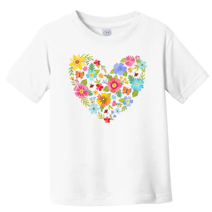 Springtime Flowers Floral Heart Toddler T-Shirt