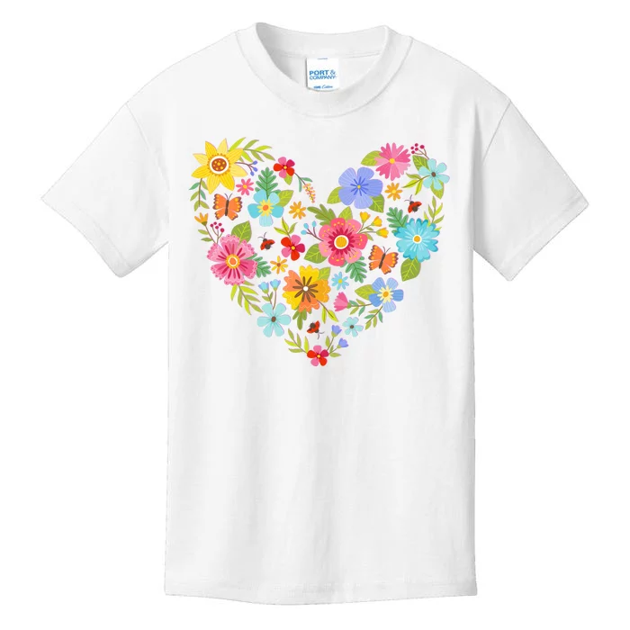 Springtime Flowers Floral Heart Kids T-Shirt