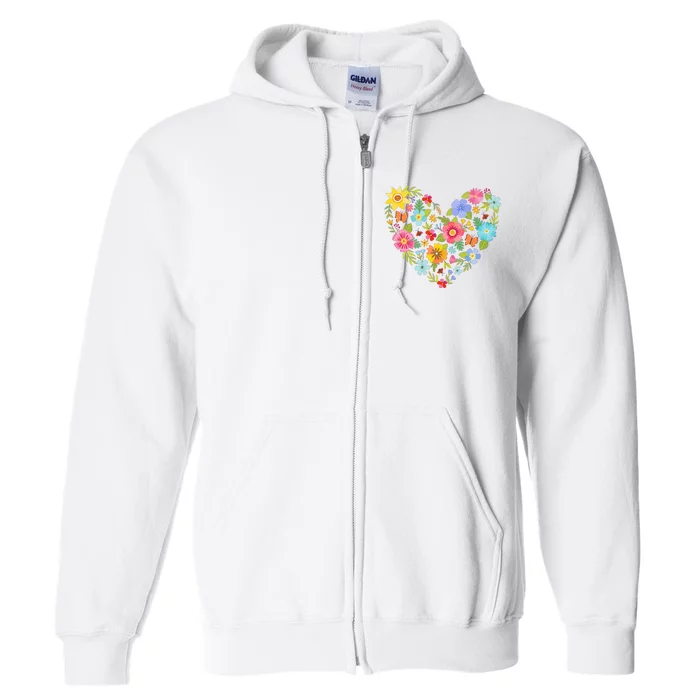 Springtime Flowers Floral Heart Full Zip Hoodie