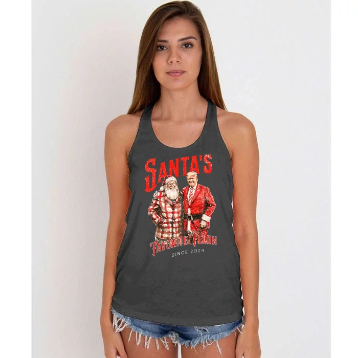 SantaS Favorite Felon Since 2024 Christmas Xmas Funny Trump Women's Knotted Racerback Tank