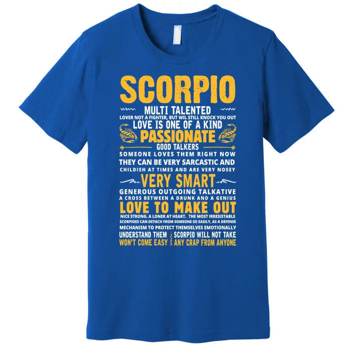 Scorpio Facts For Scorpion Lovers Horoscope Season Cool Gift Premium T-Shirt