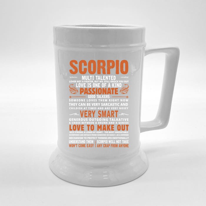 Scorpio Fact For Scorpion Lovers Horoscope Season Cool Gift Front & Back Beer Stein