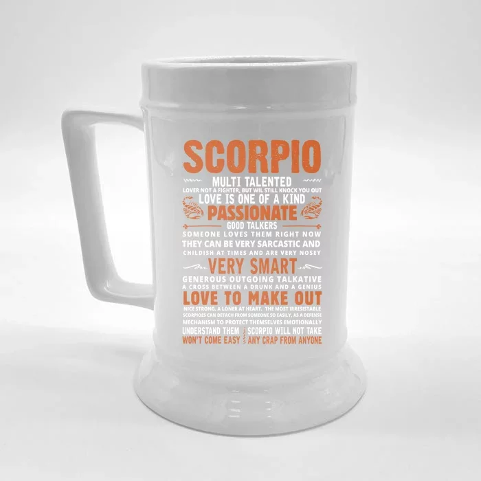 Scorpio Fact For Scorpion Lovers Horoscope Season Cool Gift Front & Back Beer Stein