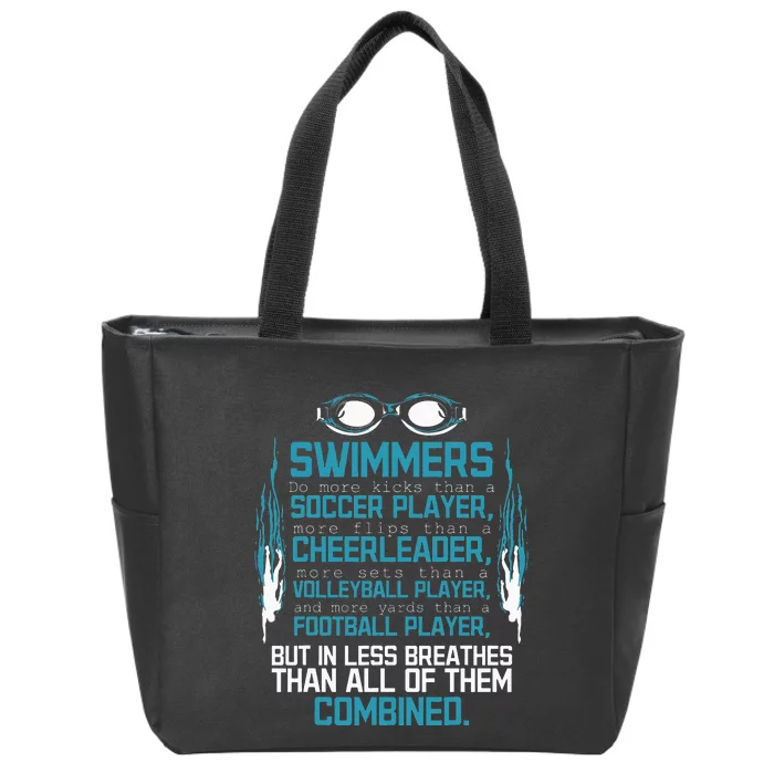 Swimming Facts Funny Water Sports for Swimmer Team Coach Zip Tote Bag