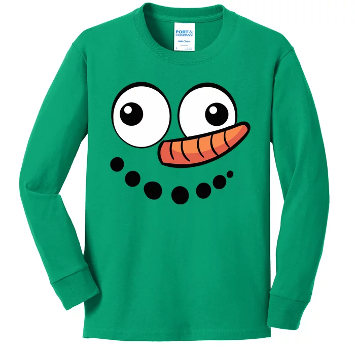 Snowman Face Family Christmas Matching Costume Kids Long Sleeve Shirt