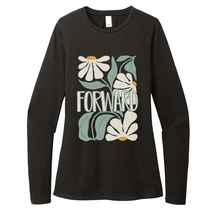 Subtle Floral Forward Flower Womens CVC Long Sleeve Shirt