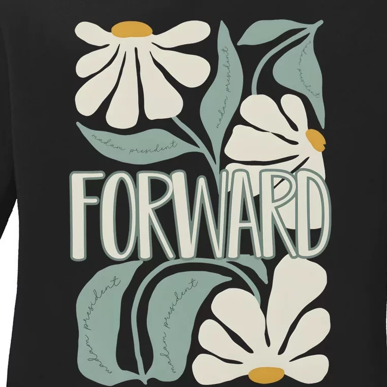 Subtle Floral Forward Flower Ladies Long Sleeve Shirt