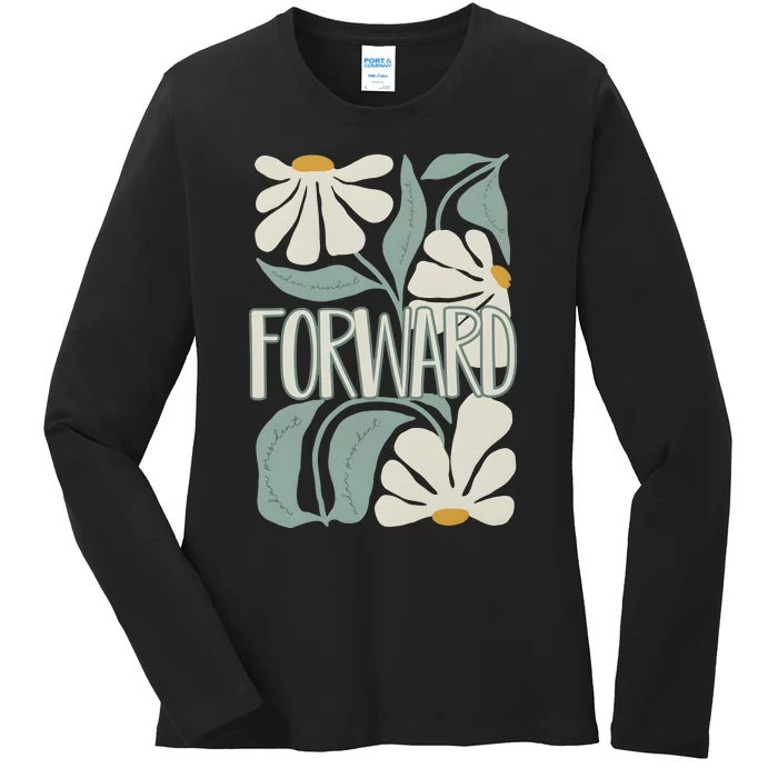 Subtle Floral Forward Flower Ladies Long Sleeve Shirt