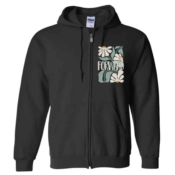 Subtle Floral Forward Flower Full Zip Hoodie