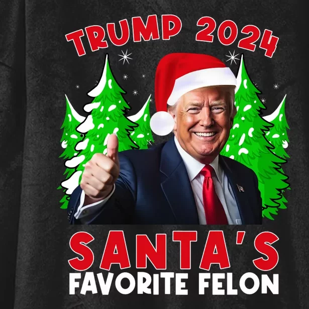 SantaS Favorite Felon Funny Christmas Trump Santa Hat Hooded Wearable Blanket