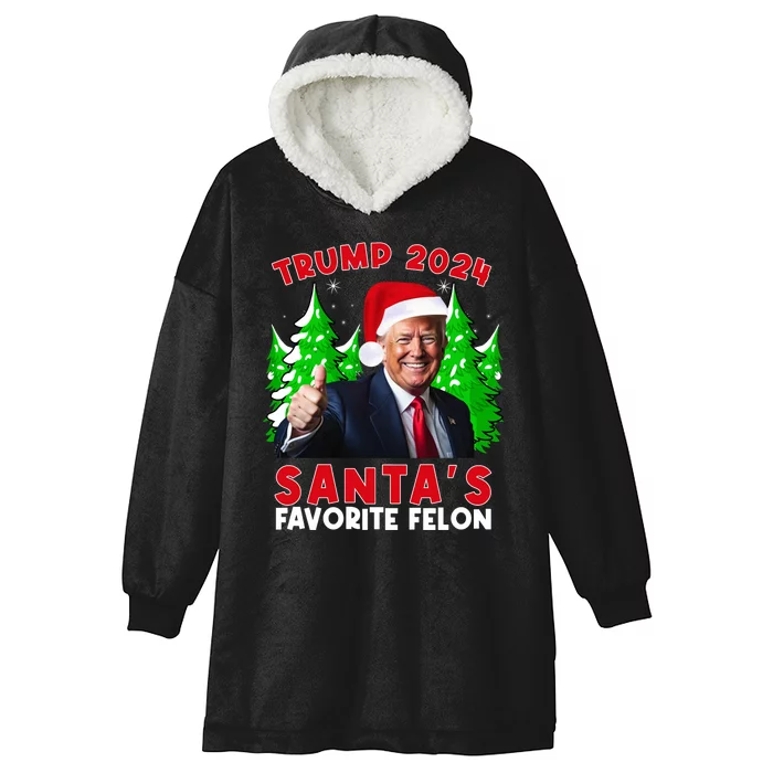 SantaS Favorite Felon Funny Christmas Trump Santa Hat Hooded Wearable Blanket