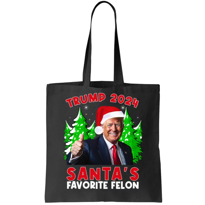 SantaS Favorite Felon Funny Christmas Trump Santa Hat Tote Bag