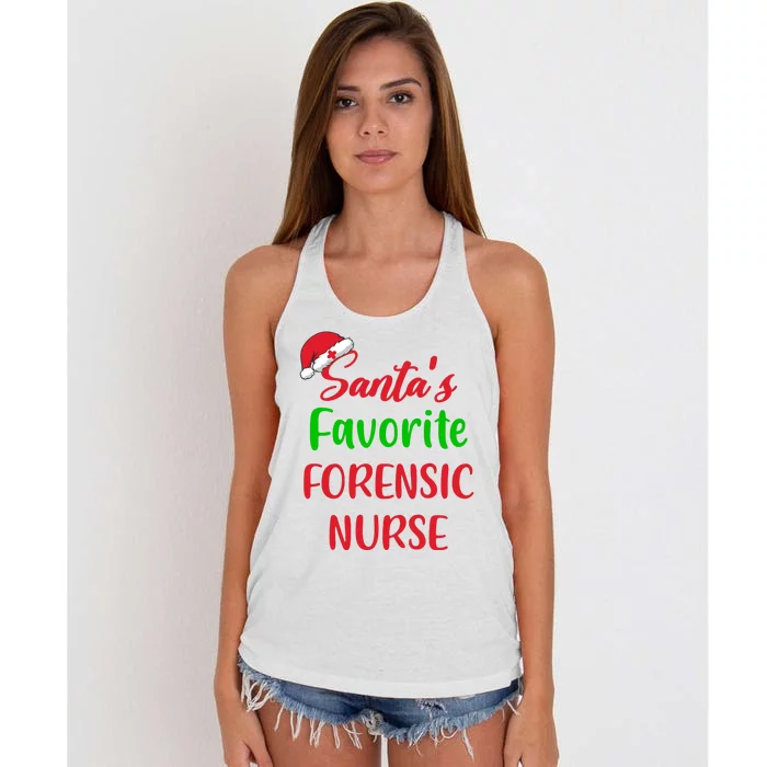 Santas Favorite Forensic Nurse Funny Christmas Women's Knotted Racerback Tank