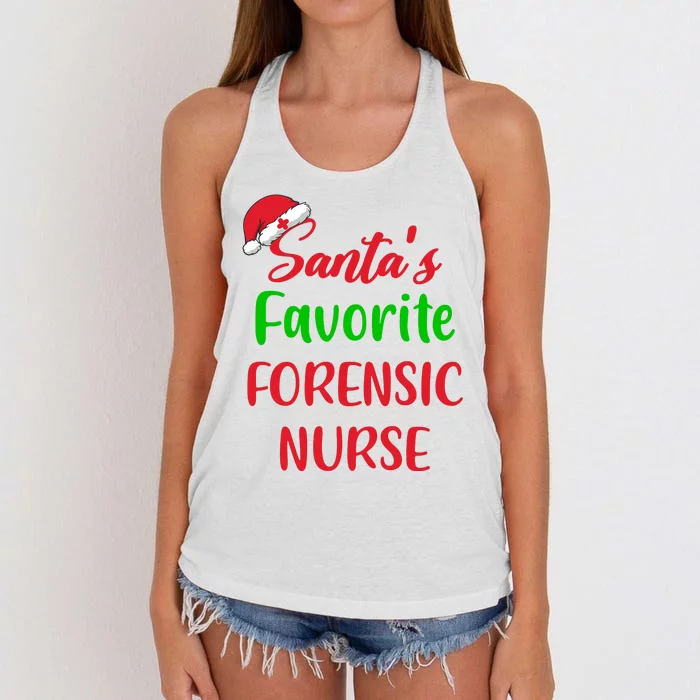 Santas Favorite Forensic Nurse Funny Christmas Women's Knotted Racerback Tank