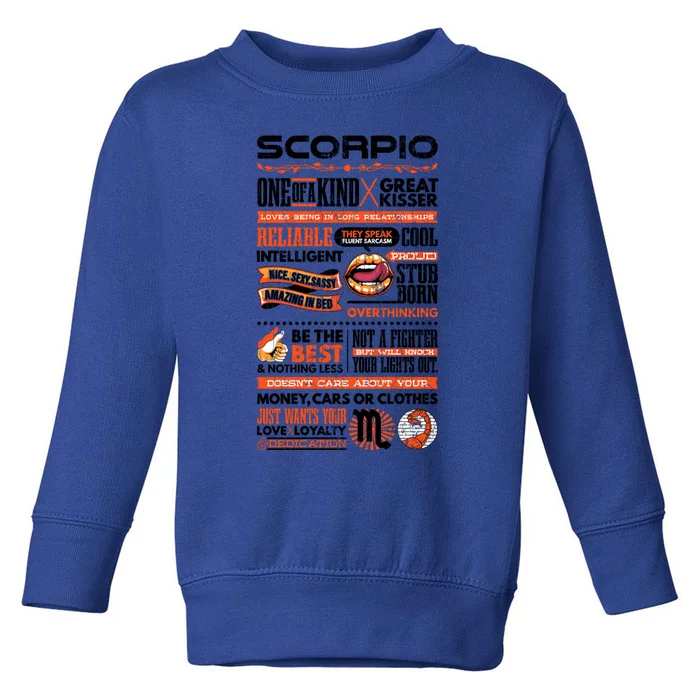 Scorpio Facts Funny Zodiac Sign Graphic Gift Toddler Sweatshirt