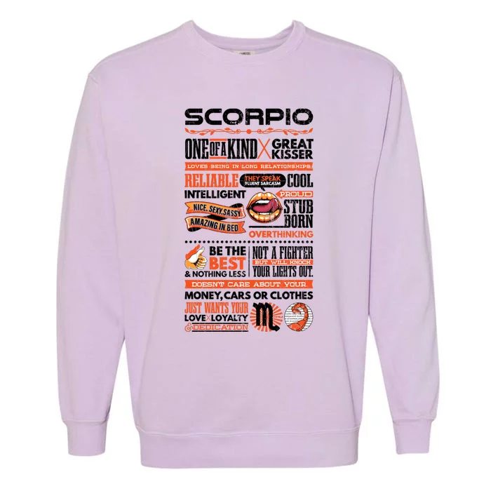 Scorpio Facts Funny Zodiac Sign Graphic Gift Garment-Dyed Sweatshirt