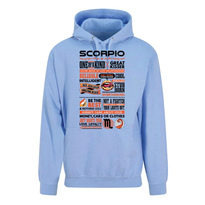 Scorpio Facts Funny Zodiac Sign Graphic Gift Unisex Surf Hoodie