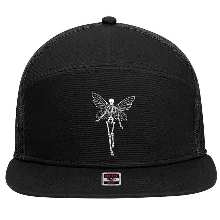 Skeleton Fairy Grunge Fairycore Aesthetic Goth Gothic 7 Panel Mesh Trucker Snapback Hat