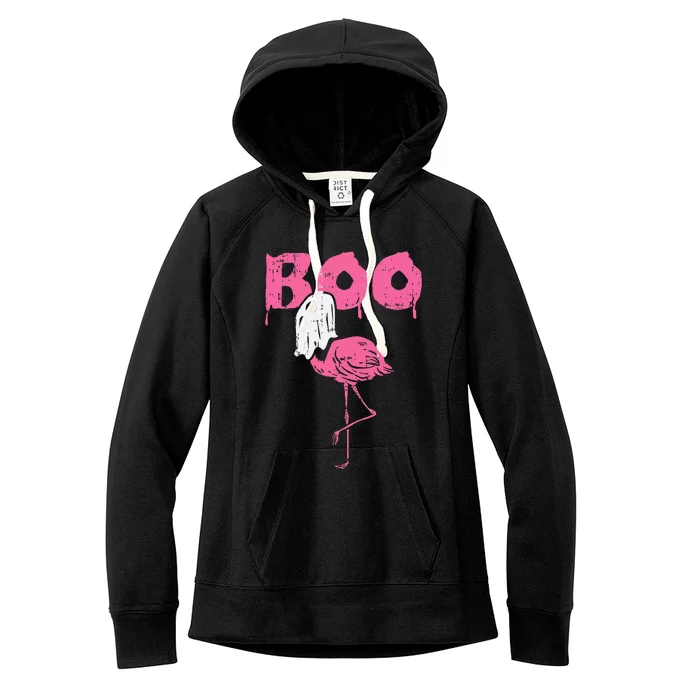 Spooky Flamingo Ghost Halloween Decorative Bird Women's Fleece Hoodie