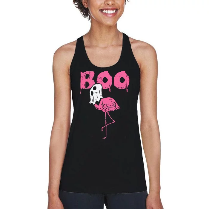 Spooky Flamingo Ghost Halloween Decorative Bird Women's Racerback Tank