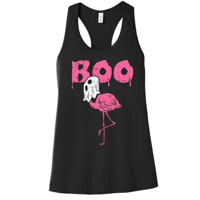 Spooky Flamingo Ghost Halloween Decorative Bird Women's Racerback Tank