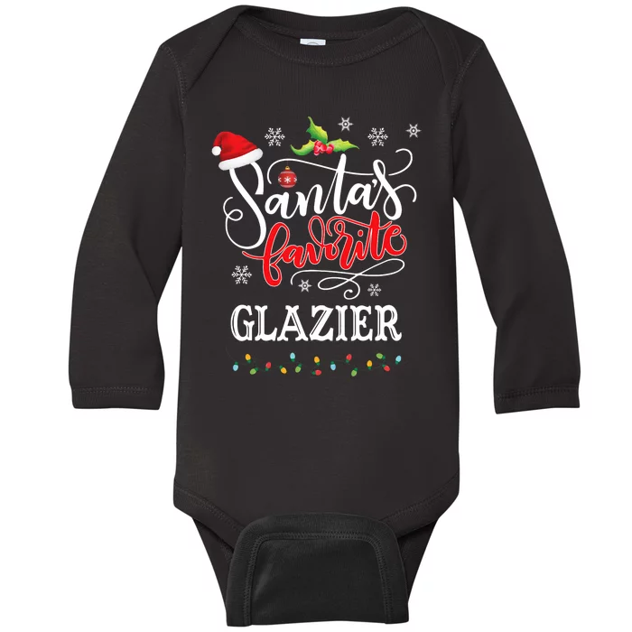 SantaS Favorite Glazier Funny Christmas Light Xmas Hat Baby Long Sleeve Bodysuit