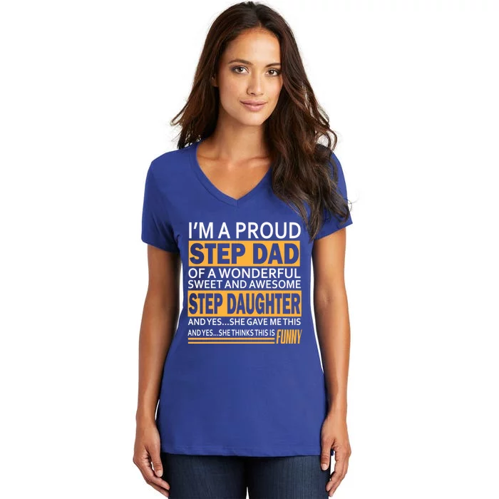 Stepdad Funny Gift From Daughter Fathers Day Stepdad Stepdad Gift Women's V-Neck T-Shirt