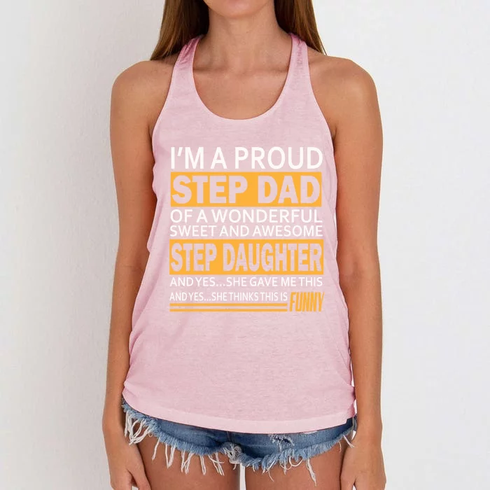 Stepdad Funny Gift From Daughter Fathers Day Stepdad Stepdad Gift Women's Knotted Racerback Tank